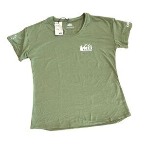 REI Co-Op Sahara Guide T-Shirt Womens Medium Green Short Sleeve Crew NWT Hiking
